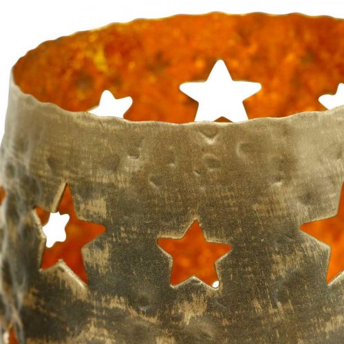 Floristik24 Värmeljushållare Juldekoration stjärnor antik optik metall gyllene Ø9cm H13cm