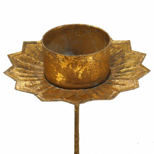 Floristik24 Värmeljushållare för stickande metall i guld Ø9cm H9cm 4st