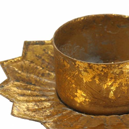 Artikel Värmeljushållare för stickande metall i guld Ø9cm H9cm 4st