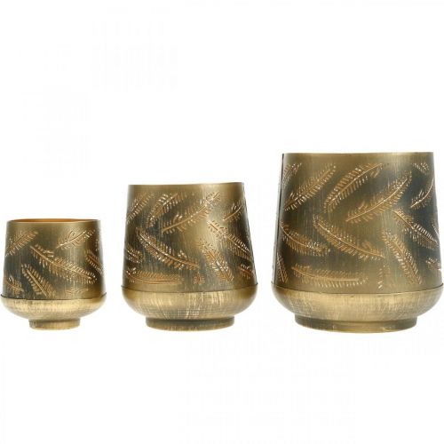 Artikel Värmeljushållare julmetallbrons, guld Ø13,5 / 11 / 8,5 cm, set om 3