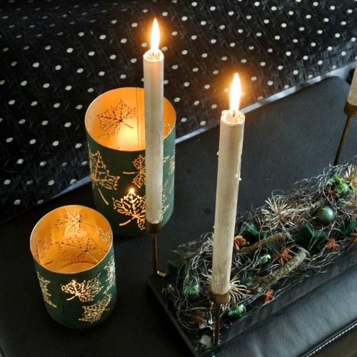 Floristik24 Lyktmetallblad gröna, gyllene H20 / 15 / 10cm uppsättning av 3