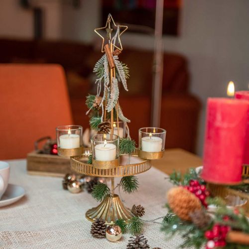 Floristik24 Värmeljushållare fyra glas Star Christmas Gold Ø20cm H38,5cm