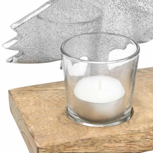 Floristik24 Värmeljushållare Tannen Mango, metall silver 38 × 34cm 4 värmeljusglasögon
