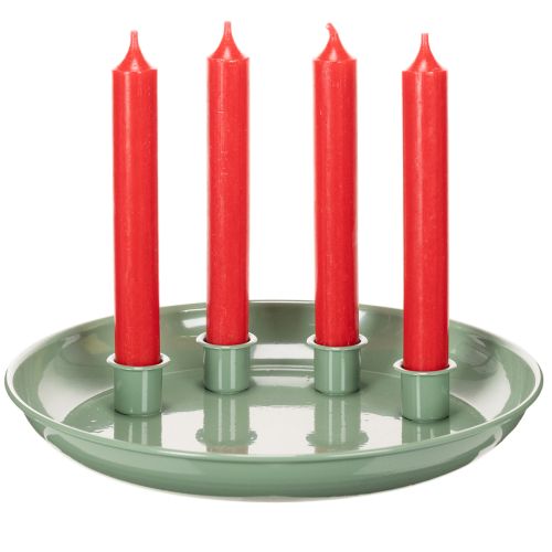 Ljusfat adventskrans grön med fyra ljusstakar 24cm | Floristik24.se