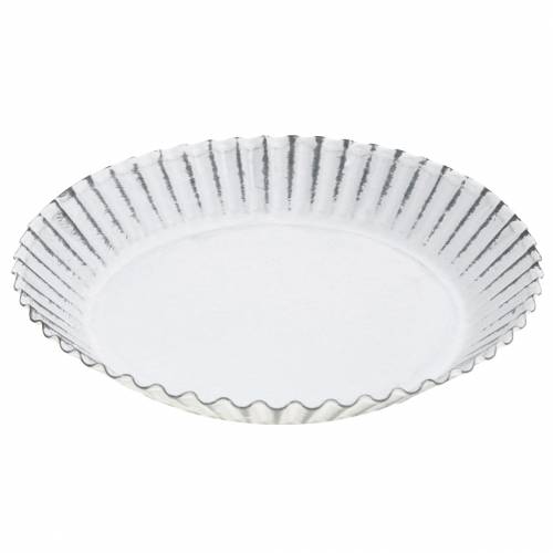 Floristik24 Dekorativ tallrik bakpanna zink vit Ø15cm H2cm