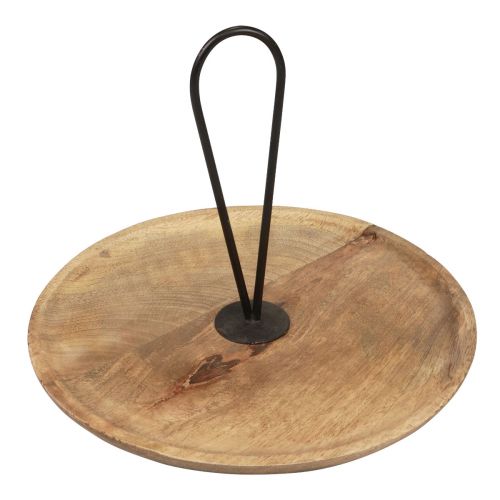 Dekorativ träbricka dekorativ träplatta med handtag Ø30cm H24cm