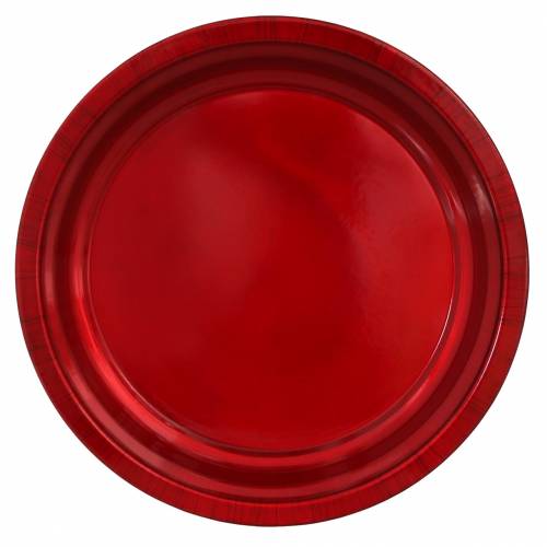Artikel Dekorativ tallrik av röd metall med glasyreffekt Ø38cm