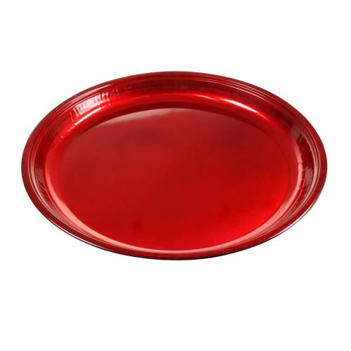 Floristik24 Dekorativ tallrik av metallröd med glasyreffekt Ø50cm