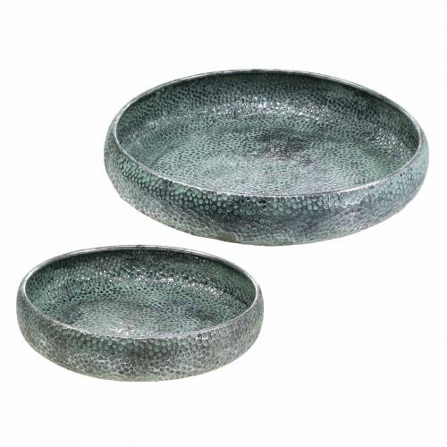 Dekorativ skål antik silver zink Ø40 / 50cm uppsättning 2