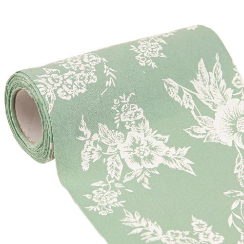 Artikel Bordsband grönt rullband blommor bomullsmint 15cm 3m