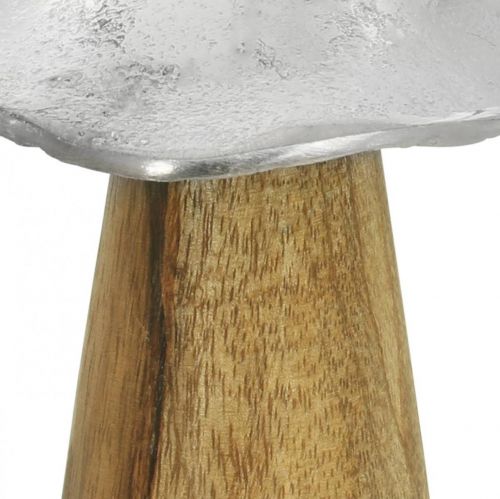 Floristik24 Bordsdekoration deco svamp metall trä silver trä svamp H10cm
