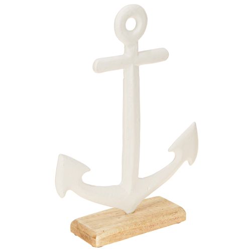 Artikel Bordsdekoration Maritimt ankare på underrede Vit Natur 20x5x26cm