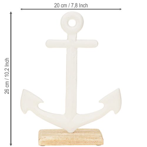 Artikel Bordsdekoration Maritimt ankare på underrede Vit Natur 20x5x26cm