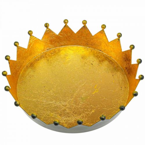 Floristik24 Bordsdekoration julkrona svart guld Ø16,5cm H6cm