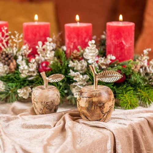 Floristik24 Bordsdekoration trä äpple Trä dekoration deco äpple H13,5cm Ø8cm 2st