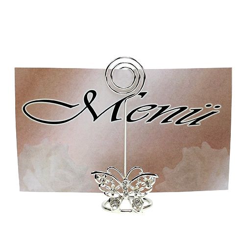 Artikel Placera korthållaren fjäril 3,5 cm silver 6st