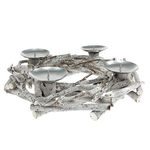 Floristik24 Bordskrans med vit ljusstake Ø32cm