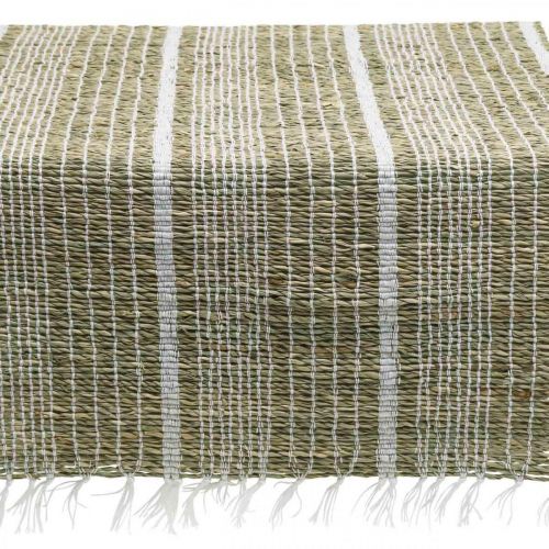 Floristik24 Bordslöpare sjögräs natur, vit bordsdekoration sommar 35×220cm