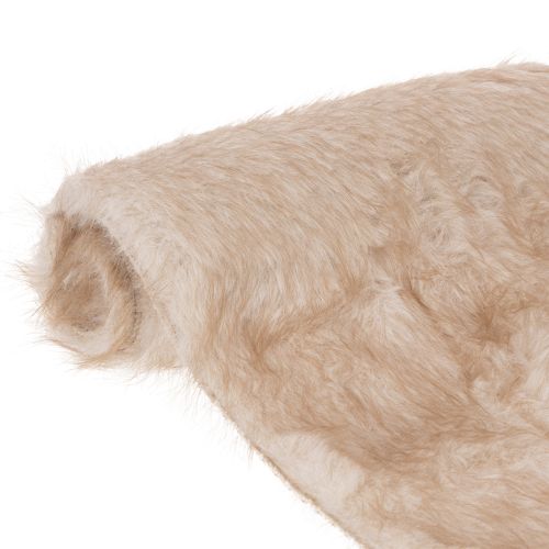 Beige bordslöpare med fuskpälsyta som pälsband, 24x140cm köpa | Floristik24.se