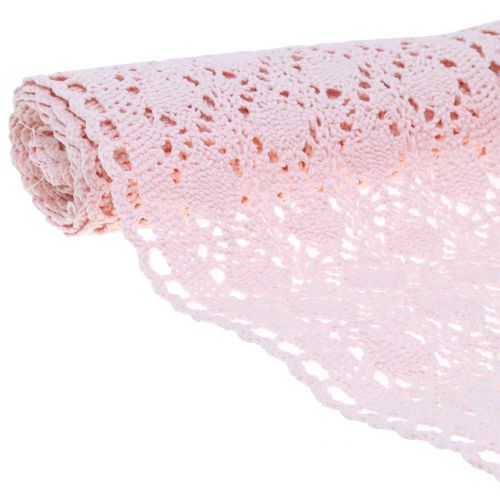Floristik24 Bordslöpare virkad spetsrosa 30 cm x 140 cm