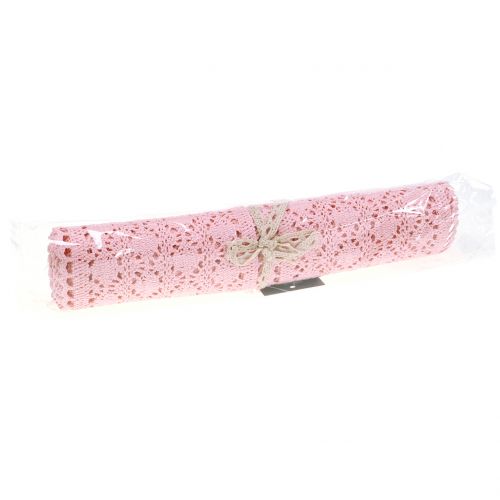 Floristik24 Bordslöpare virkad spetsrosa 30 cm x 140 cm