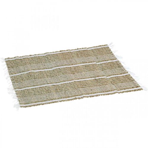 Floristik24 Bordstablett sjögräs natur, vit Liten bordslöpare Bordstablett 47×33cm