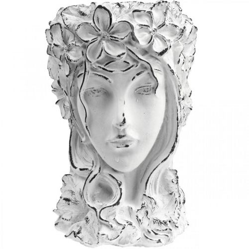 Floristik24 Planteringskärl Betongkruka Shabby Chic Damhuvud Vit H34cm