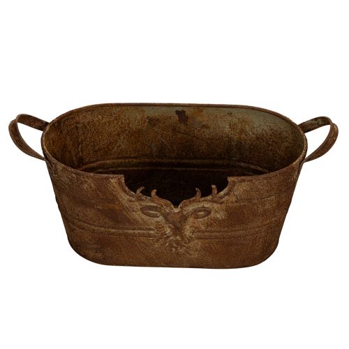 Oval metallskål med handtag, hjortmotiv, rostfri yta, 36 cm | Floristik24.se