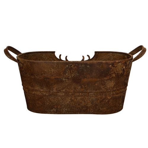 Oval metallskål med handtag, hjortmotiv, rostfri yta, 36 cm | Floristik24.se