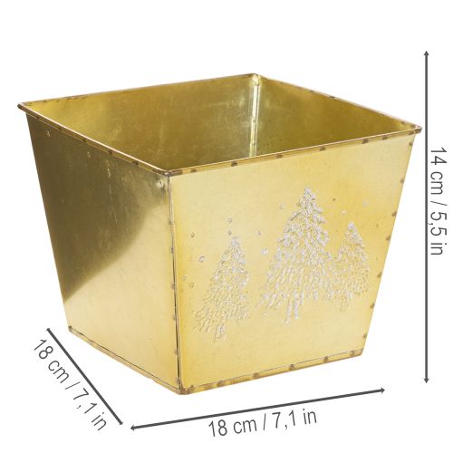 Metallkruka med glittrande granmotiv, 18 cm | Floristik24.se