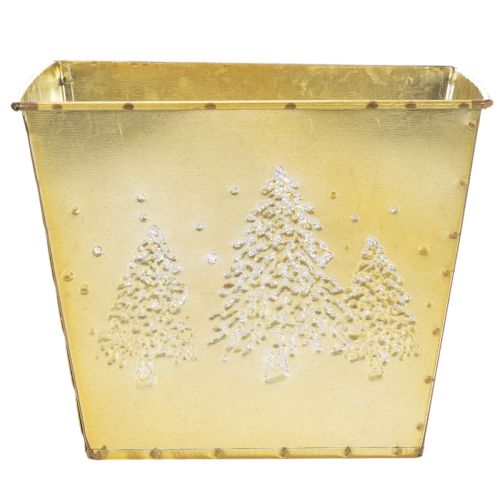 Metallkruka med glittrande granmotiv, 18 cm | Floristik24.se