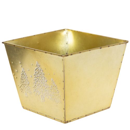 Metallkruka med glittrande granmotiv, 18 cm | Floristik24.se