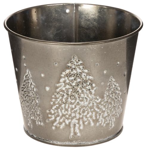 Metallkruka med glittergranar, 13 cm