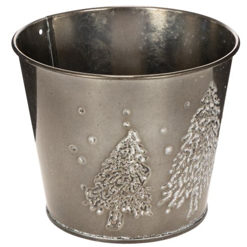 Metallkruka med glittergranar, 13 cm | Floristik24.se