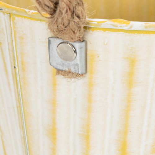 Artikel Metallkruka, vårdekoration, planteringslåda med handtag, gul, shabby chic, Ø18 cm, H17,5 cm