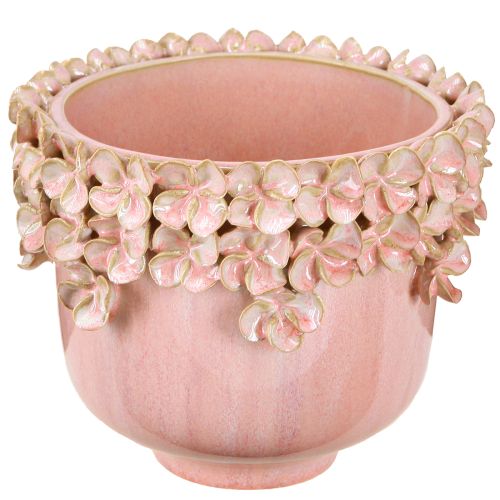 Blomkruka Keramikrosa – Elegant växtkruka med blomdekor Ø16cm
