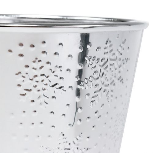 Floristik24 Kruka med snöflingor Ø12,5cm H10cm 4st