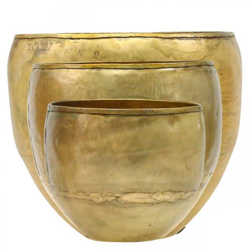 Artikel Dekorativa vaser metallvaser i mässingslook Ø17,5/15/13cm set om 3