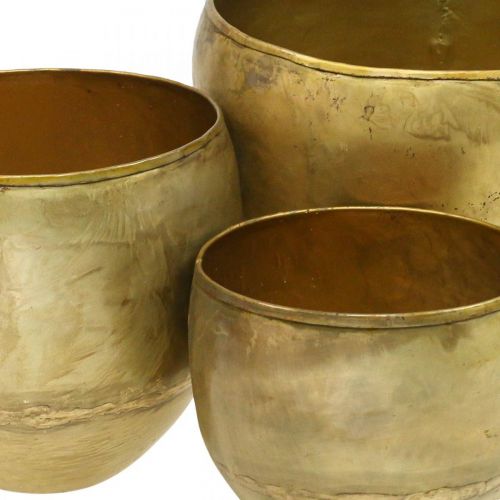 Artikel Dekorativa vaser metallvaser i mässingslook Ø17,5/15/13cm set om 3