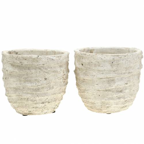 Floristik24 Växtkruka vit antik Ø12,5cm H11cm 2st