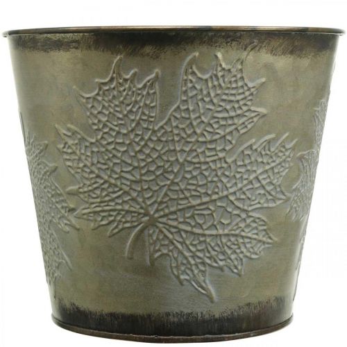 Artikel Höstkruka, planteringsblad med löv, gyllene metallpynt Ø16,5cm H14,5cm