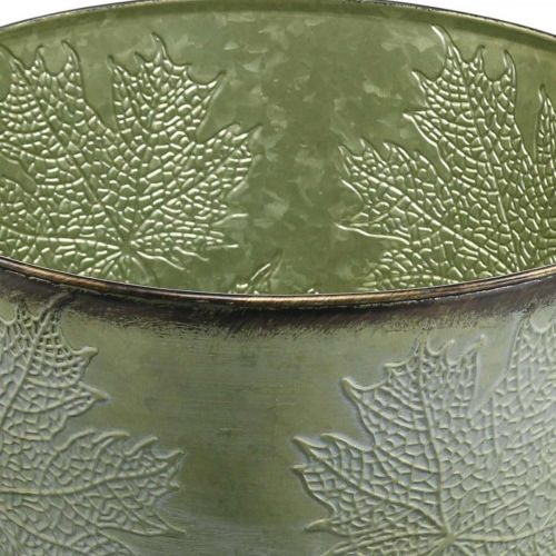 Artikel Planter, metallkruka med lönnlöv, höstdekoration grön Ø25,5cm H22cm