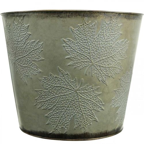 Artikel Växtkruka, höstdekoration, metallkärl med blad gyllene Ø25,5cm H22cm