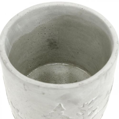 Artikel Planter med skogsmotiv, vinterdekoration, planteringsplatta av betong, advent Ø12,5cm H11cm