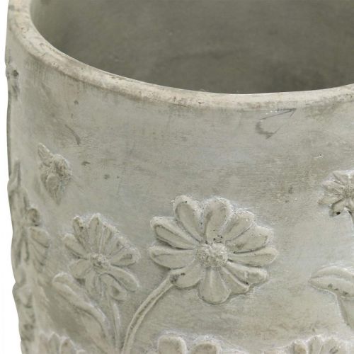 Floristik24 Planteringskärl betong med blommönster kruka Ø12,5cm H11cm 3st