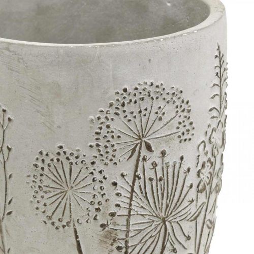 Floristik24 Vas betong vit blomvas med reliefblommor vintage Ø14,5cm