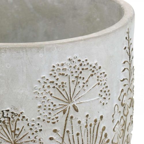 Floristik24 Vas Betong Vit Blomstervas med reliefblommor vintage Ø18cm