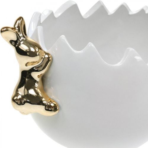 Påskskål dekorativ skål keramik äggvit gyllene kanin 2st