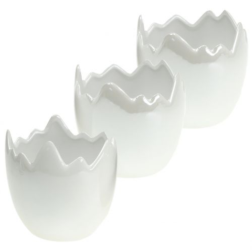 Floristik24 Planter äggskal vit pärlemor Ø8cm H9cm 3st