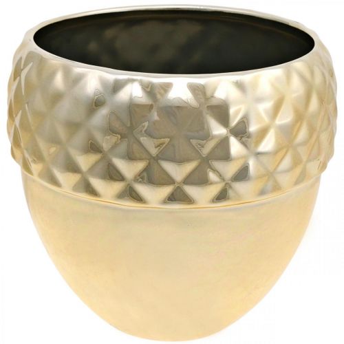 Keramikplanter ekollon gyllene julpynt Ø18cm H16,5cm